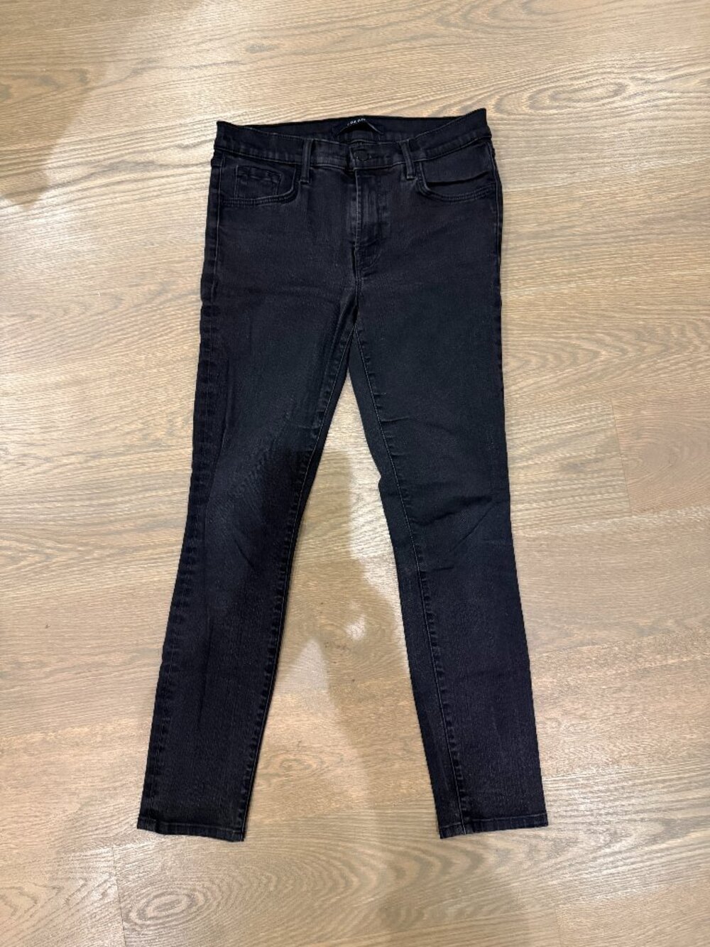 J Brand Mid-Rise Skinny Leg Denim Jeans - distressed wash black size 27